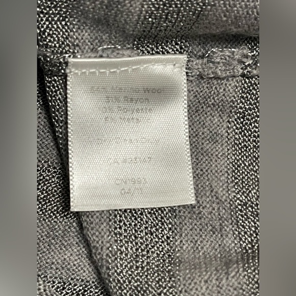 Talbots Gray Metallic Stripe Merino Wool Holiday Inspired Sweater Size Medium - Picture 7 of 8